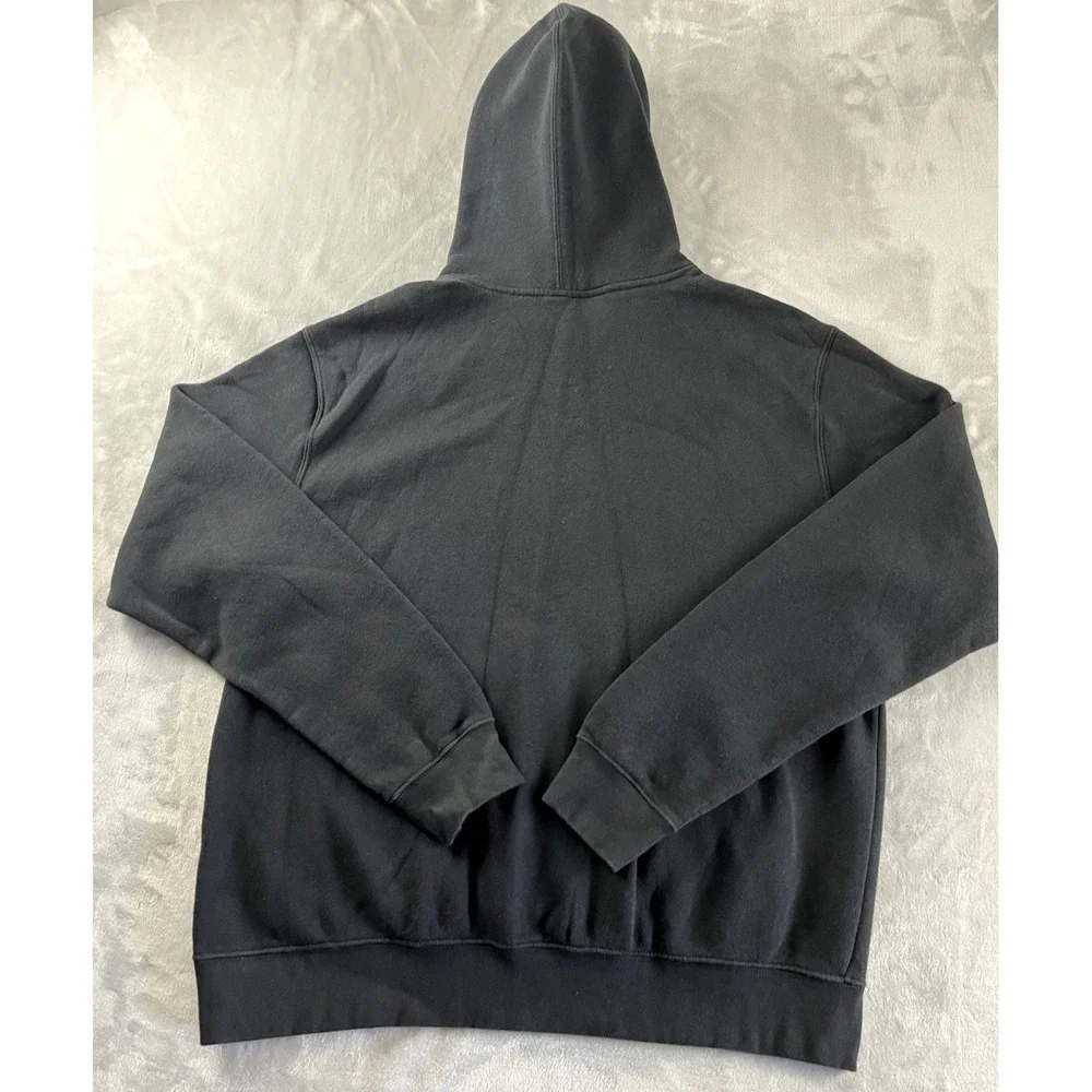 Adidas Hooded Men Large Black Fleece Trefoil Kangaroo ADIDAS Graphic Sweatshirt